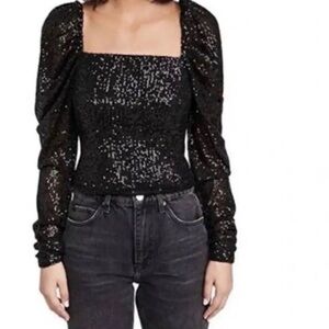 RAMY BROOK hazel black sequin top nwt